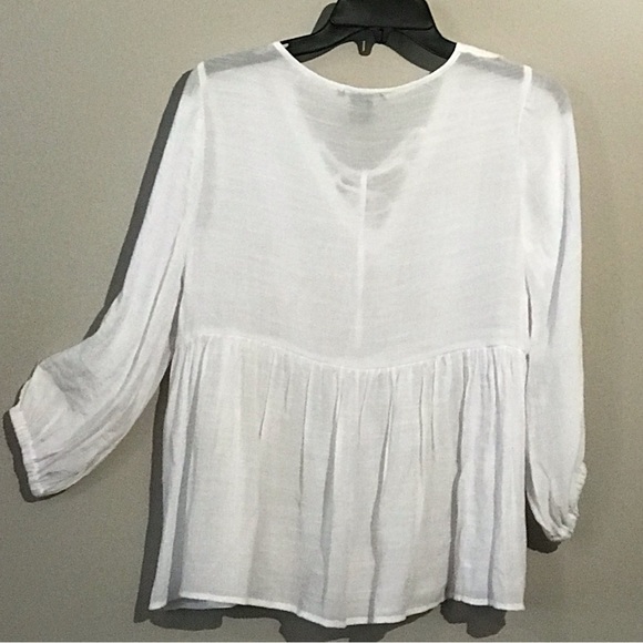 NWT Robert Louis Sheer Long Sleeve Babydoll Top SzS - Picture 3 of 4